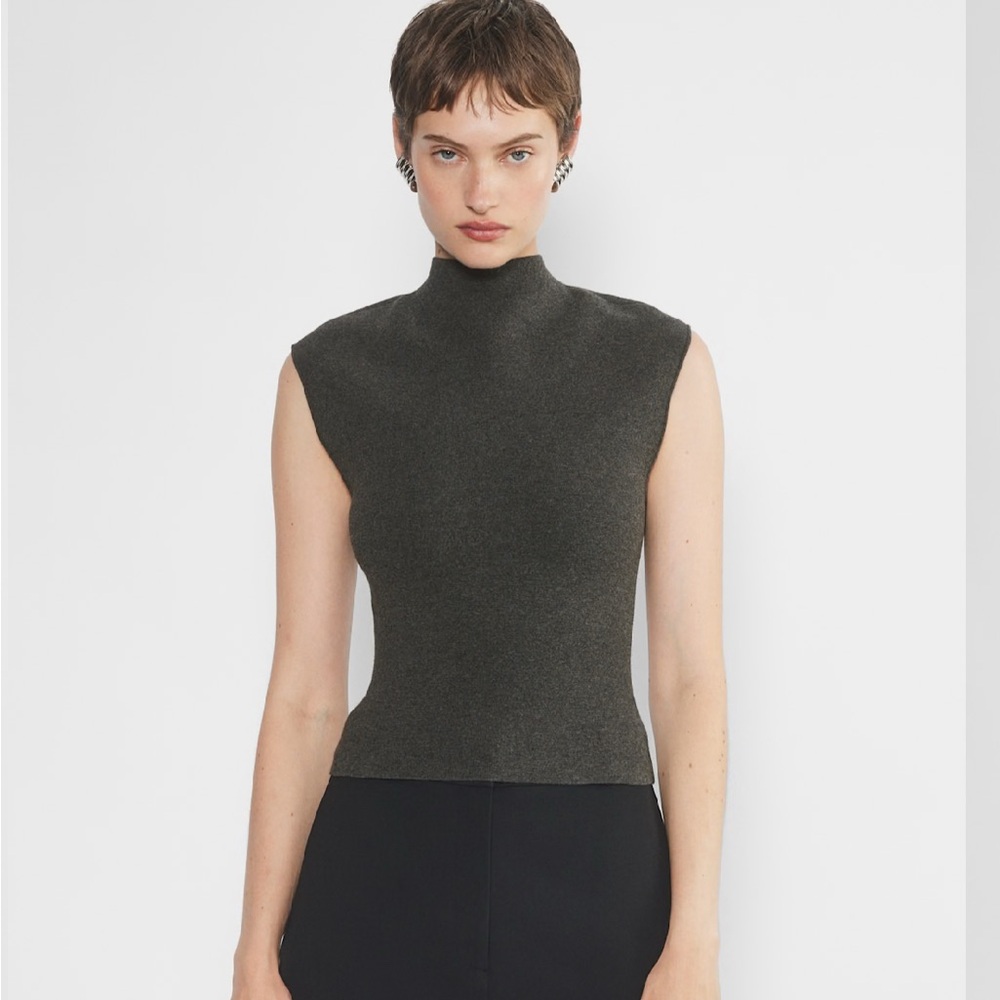 Aritzia Women's Sleeveless Turtleneck Sweater - Sage Green